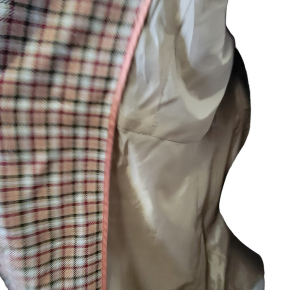 Nicole by Nicole Miller Plaid Checkered Button Front Tie Waist Peakcoat Jacket - Picture 9 of 15